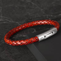 Alex Genuine Leather Bracelet in Antique Red, product picture back side