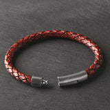 Alex - 6mm bolo genuine leather bracelet in antique red