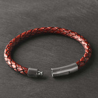 Alex - 6mm bolo genuine leather bracelet in antique red
