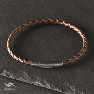 Arthur - 4mm bolo genuine leather bracelet in brown metallic