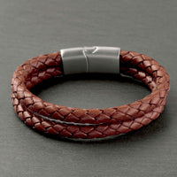 Beckett - 6mm Premium Double-Layer Leather Bracelet ( Saddle Brown)