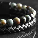 Caleb - Genuine leather bracelet with African Turquoise stone