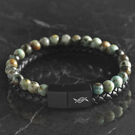 Caleb - Genuine leather bracelet with African Turquoise stone
