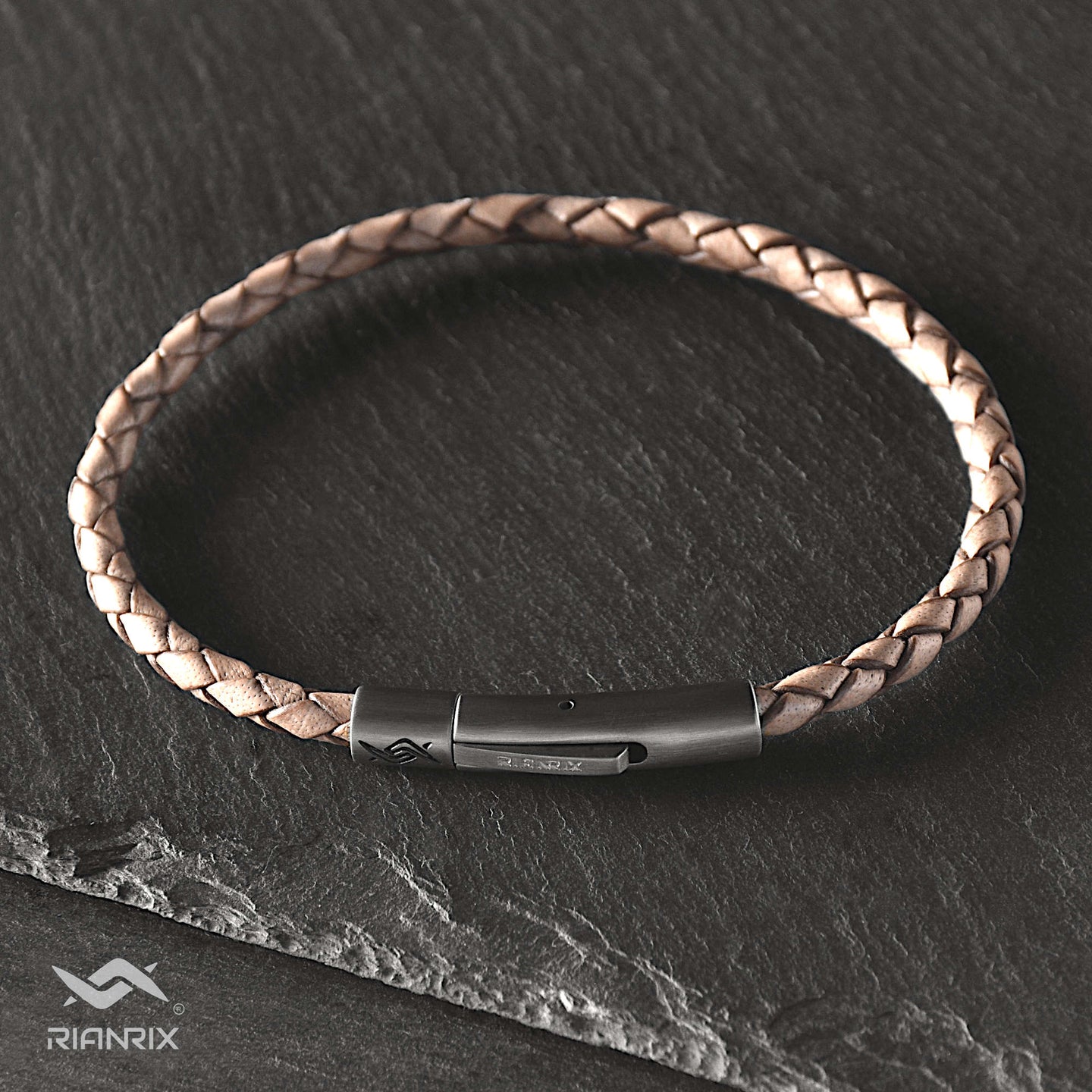 Charles - 4mm bolo genuine leather bracelet in antique grey
