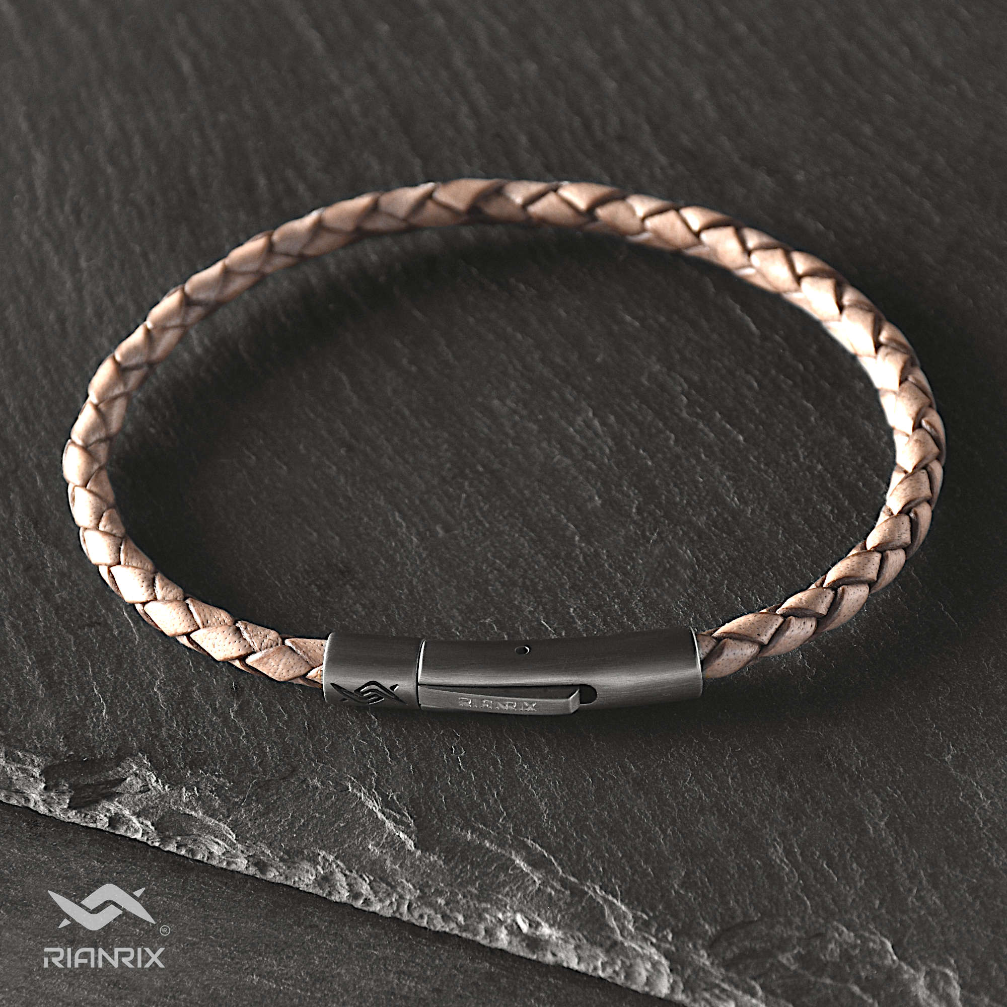 Charles - 4mm bolo genuine leather bracelet in antique grey