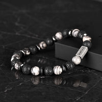 Daxton - 8mm Lava & Spiderweb natural stone bead bracelet