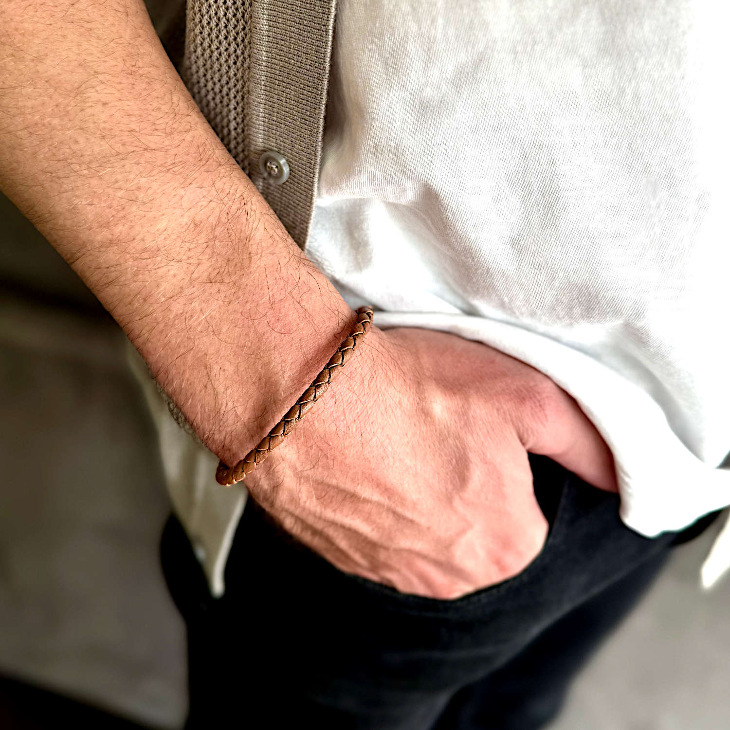 Deserton - 4mm super soft Nappa leather bracelet in light brown