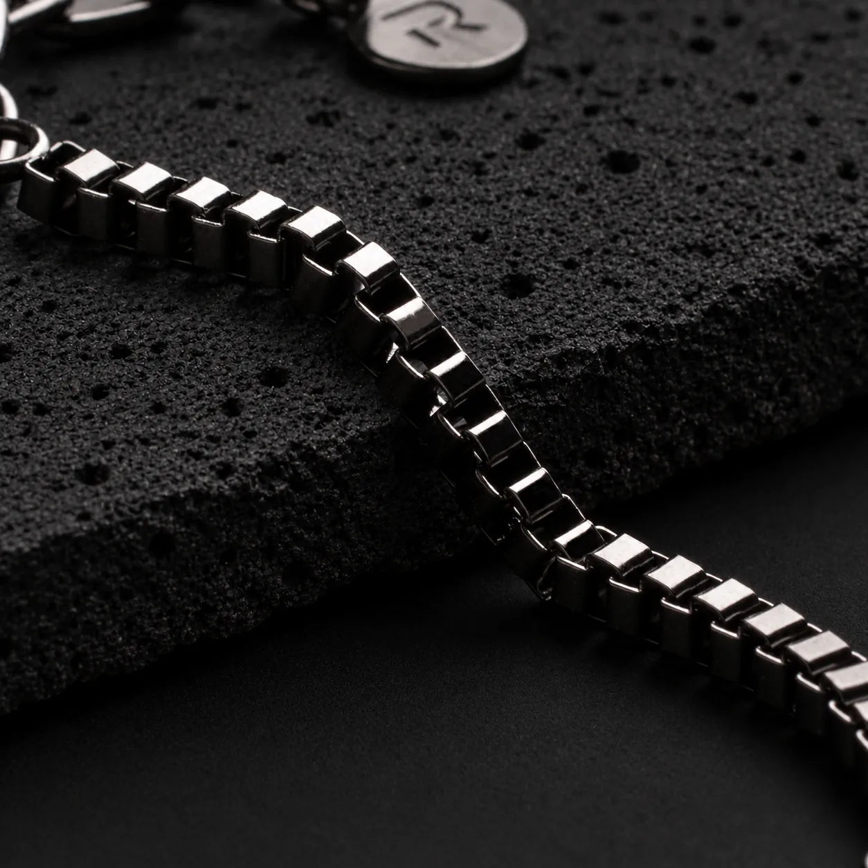 Flint — 3mm Gunmetal Box Chain Bracelet
