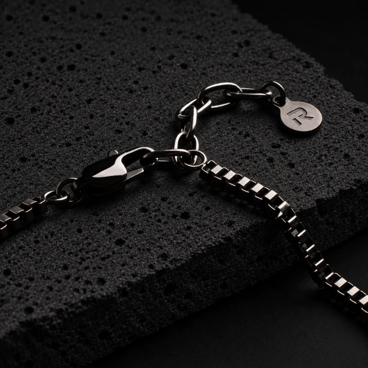 Flint — 3mm Gunmetal Box Chain Bracelet