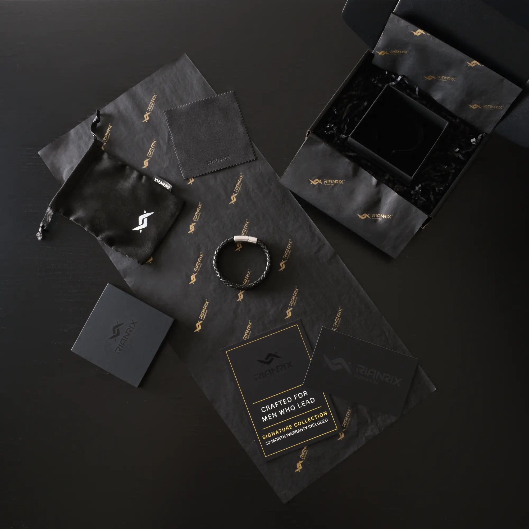 Rhys – 6mm Black Leather Bracelet