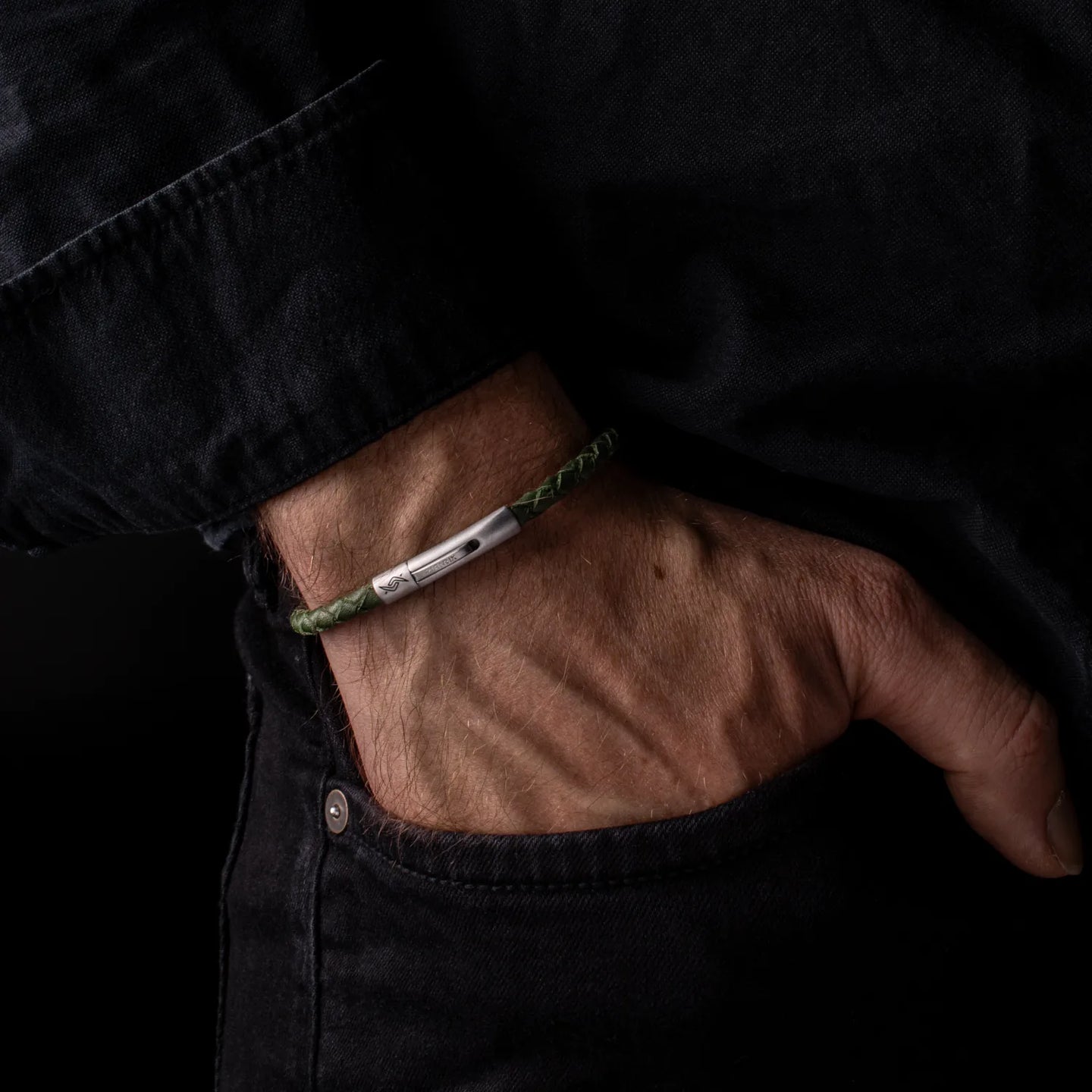 Hale - 4mm super soft Nappa leather bracelet in olive green