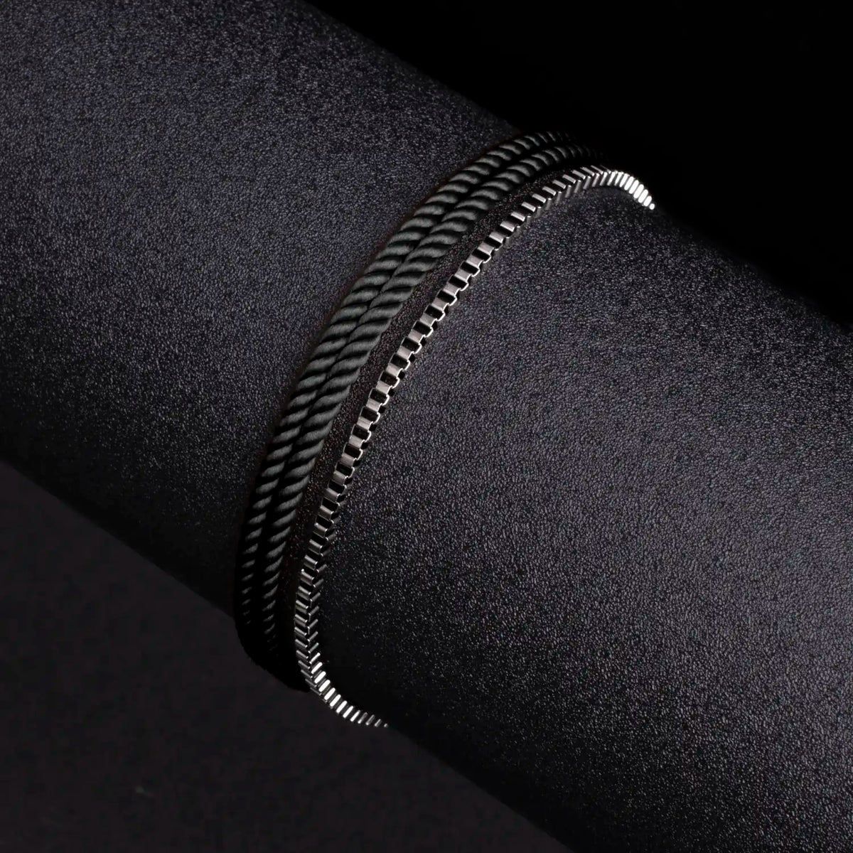 Heath × Flint - Twisted Rope & Gunmetal Bracelet Stack