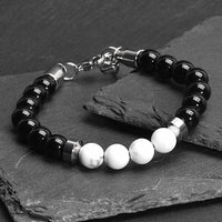 Lucian - White Turquoise & Onyx Bead Bracelet