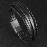 Luke - Multi-layer leather bracelet with genuine leather cords, angle view