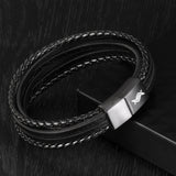 Luke - Multi-layer leather bracelet with genuine leather cords, back view