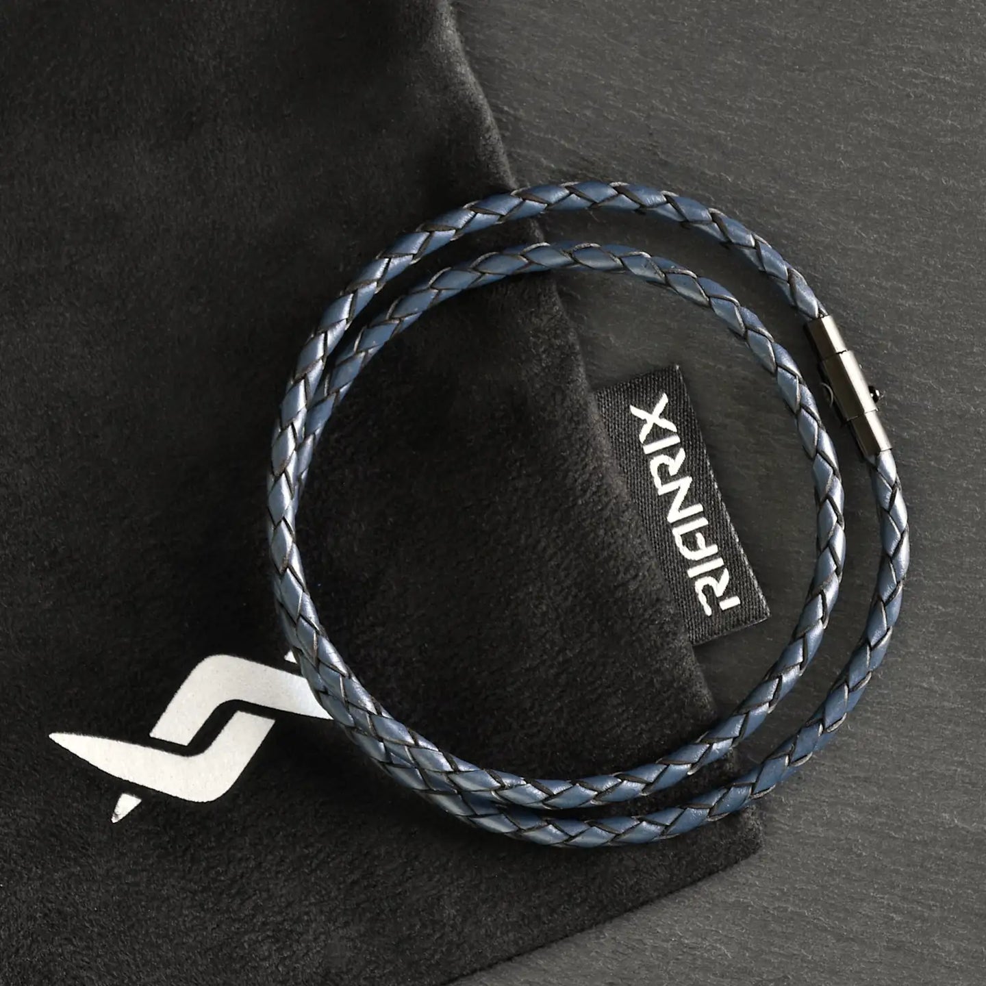 Nero - 3mm genuine leather bracelet in navy blue
