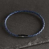 Nolan - 3mm super soft genuine leather bracelet in navy blue