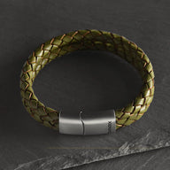 Ranger – 6mm Premium Double-Layer Leather Bracelet (olive green)