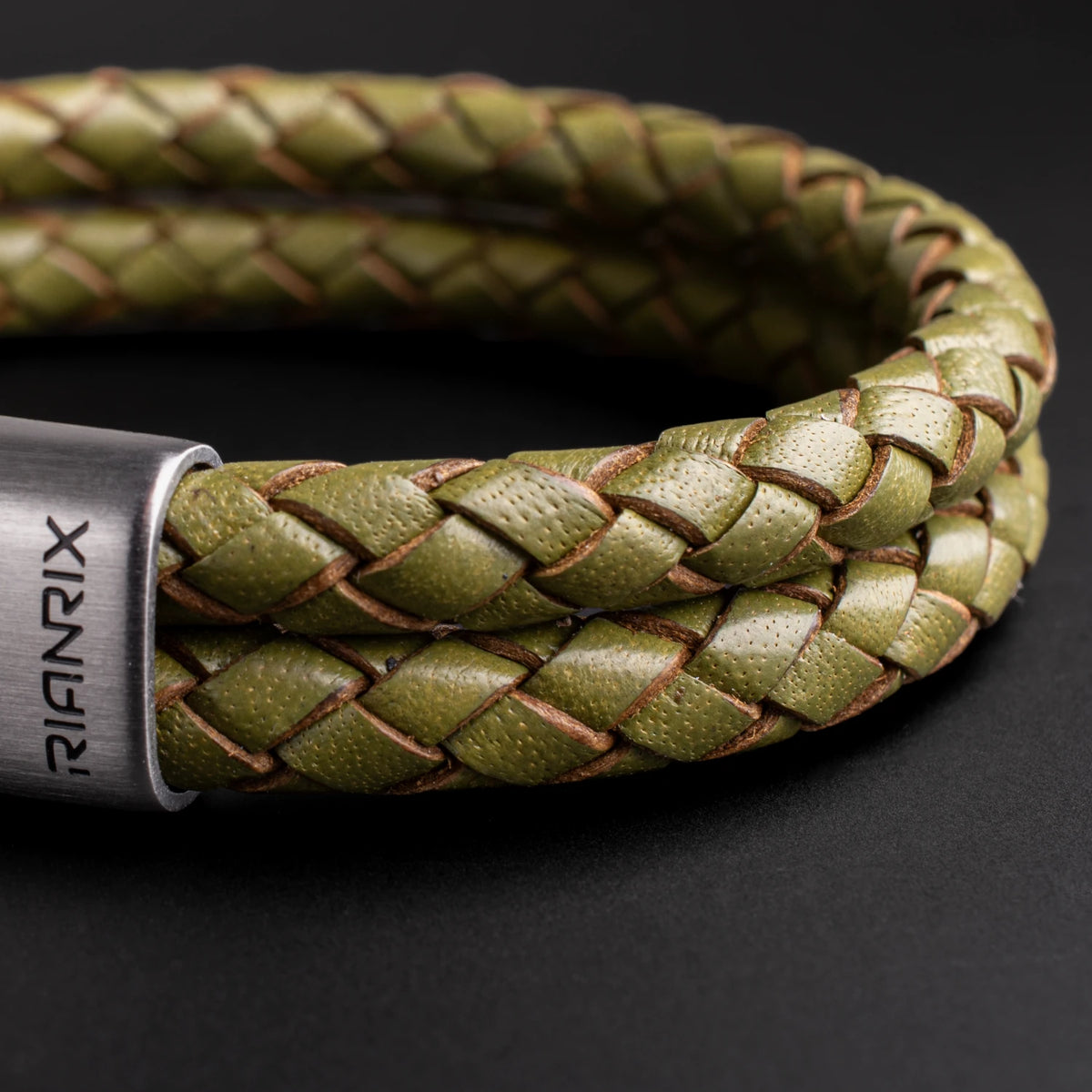 Ranger – 6mm Premium Double-Layer Leather Bracelet (olive green)