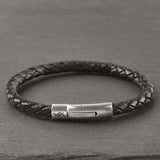 Raven - 6mm bolo genuine leather bracelet in classic black