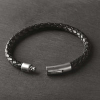 Raven - 6mm bolo genuine leather bracelet in classic black