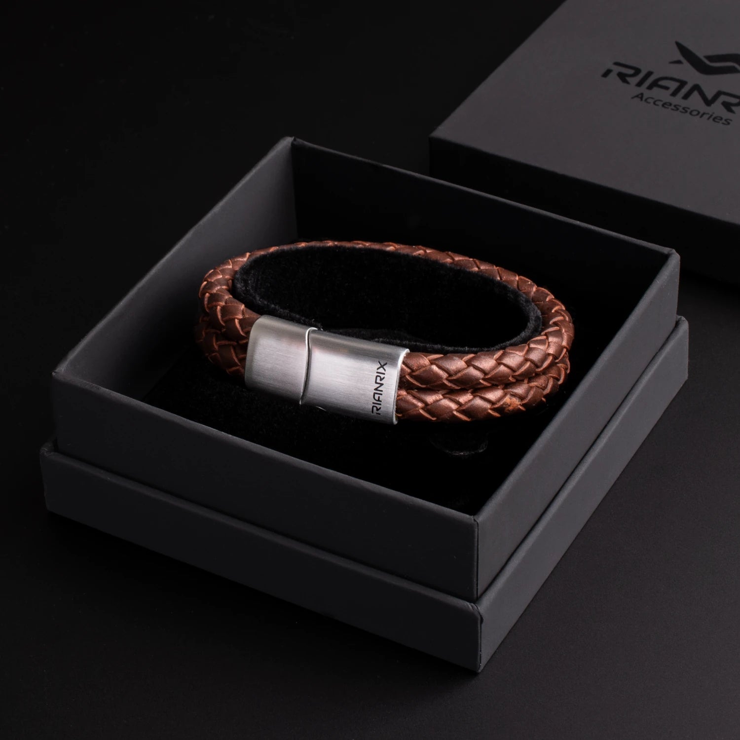 Ridge – 6mm Premium Double-Layer Leather Bracelet (chocolate metallic)
