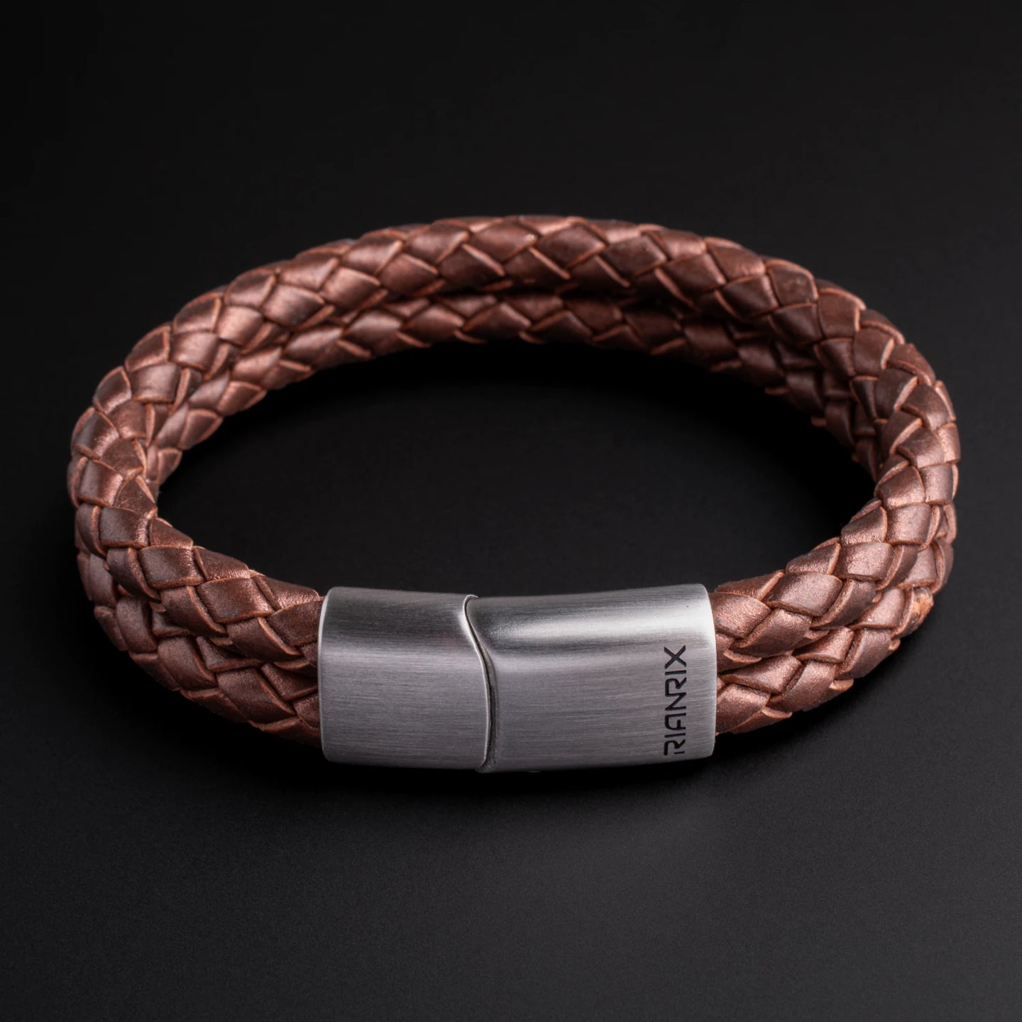 Ridge – 6mm Premium Double-Layer Leather Bracelet (chocolate metallic)