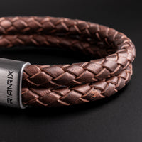 Ridge – 6mm Premium Double-Layer Leather Bracelet (chocolate metallic)