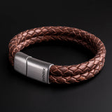 Ridge – 6mm Premium Double-Layer Leather Bracelet (chocolate metallic)