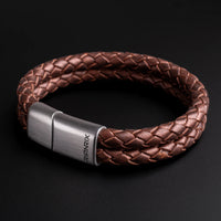 Ridge – 6mm Premium Double-Layer Leather Bracelet (chocolate metallic)