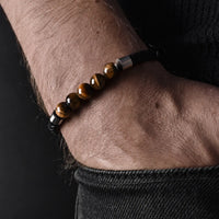 Roman — Leather Bracelet with Yellow Tiger Eye