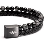 Shadow - Genuine leather bracelet with black flash stone