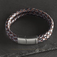 Storm – 6mm Premium Double-Layer Leather Bracelet (steel metallic)