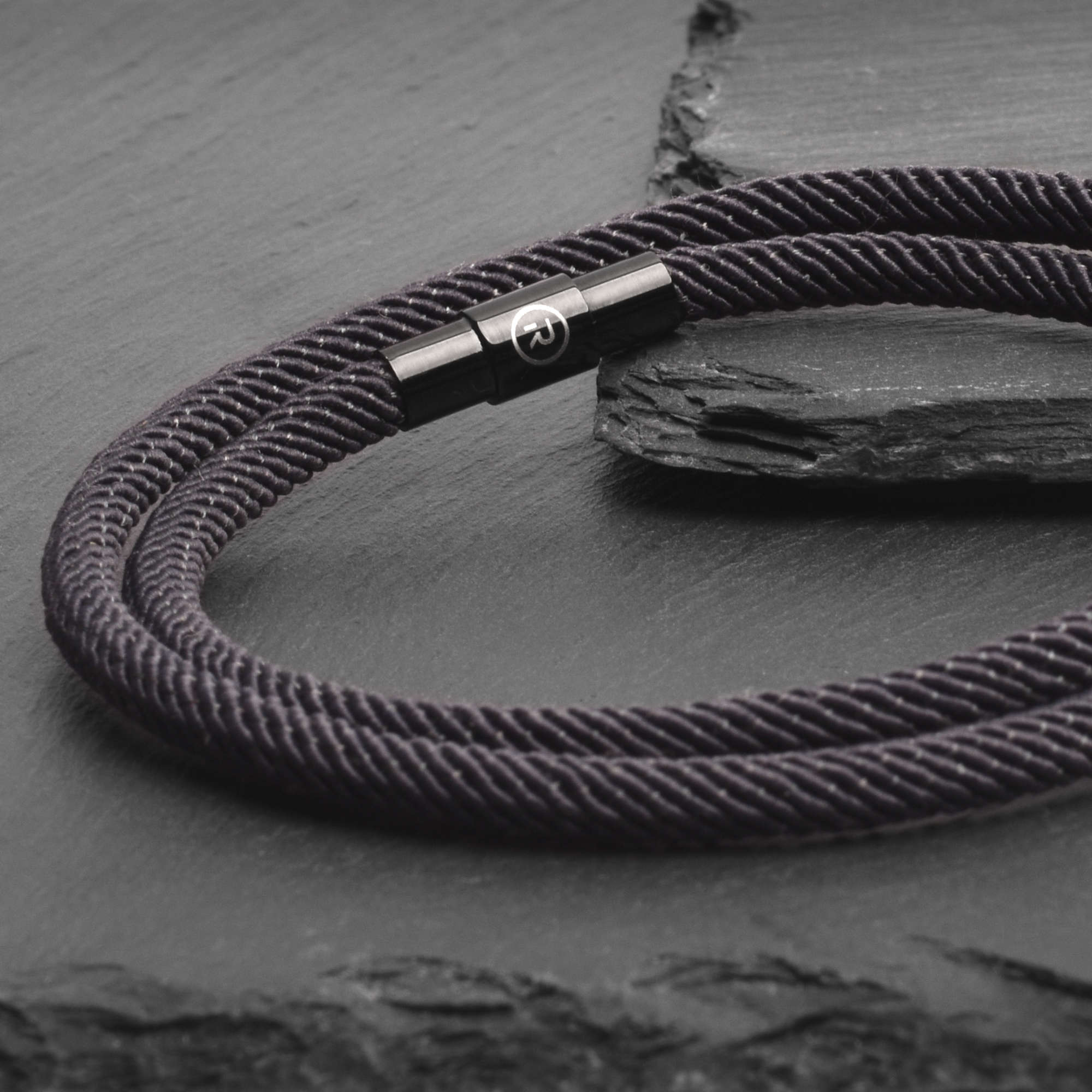 Titan - 4mm doube-layer Milan rope bracelet in black grey